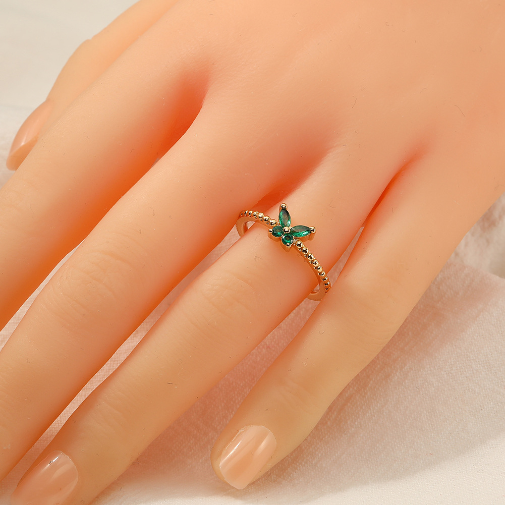 Simple Style Butterfly Copper Gold Plated Open Ring 1 Pair