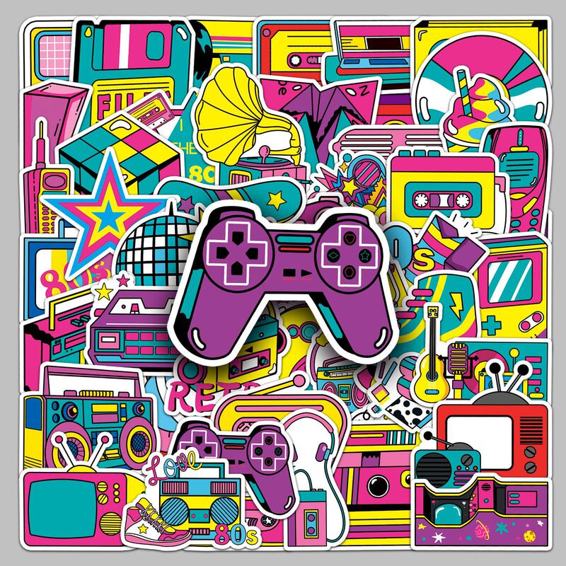 50 retro 80 s stickers color cartoon graffiti creative waterproof decoration storage box water cup hand account stickers 50 retro 80 s stickers color cartoon graffiti creative waterproof decoration storage box water cup hand account stickers