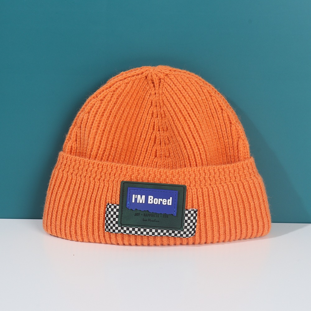 Hip-hop Leather Label Knitted Hat Winter Children Hat display picture 8
