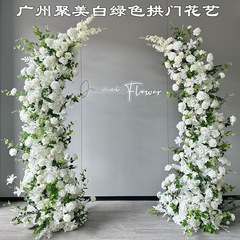 白緑色の結婚式のアーチのシミュレーションの花の対外貿易のメーカーの白いバラのアジサイの背景の路引の装飾の偽の花の卸売り