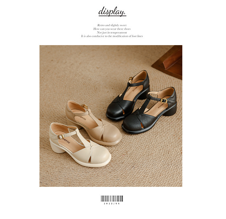 Sandal nữ bao đầu gót vuông đế dày 5cm phong cách ngoại thương — Màu đen chi tiết 14
