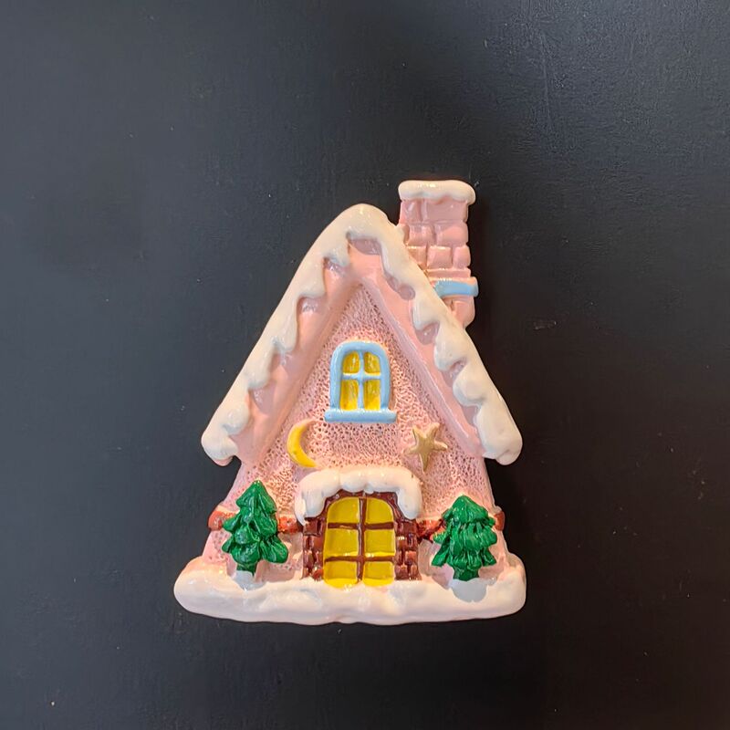 小红书同款圣诞花环红房子雪花立体冰箱贴磁铁氛围感装饰雪屋磁吸|undefined