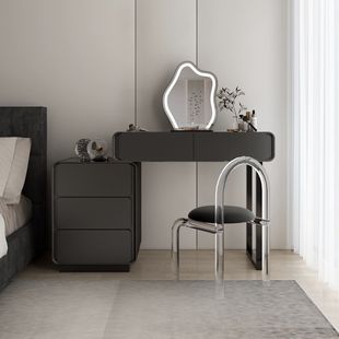 New Room Cream Ins Style Solid Wood Slate Dressing Table Modern Simple Bedside Storage Cabinet Drawer Cabinet Two-In-One