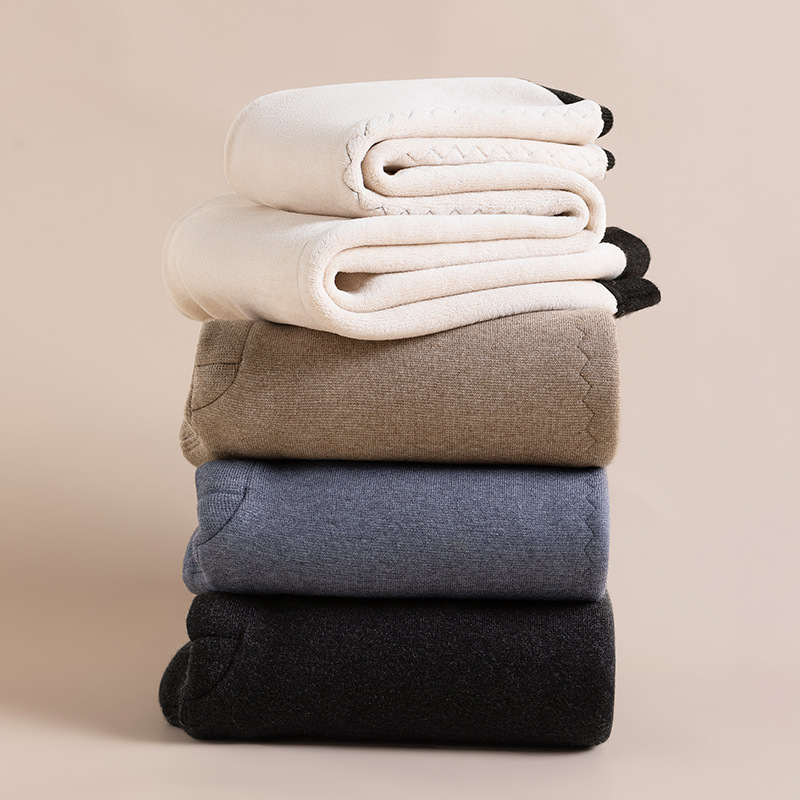 Quần len cashmere lót lông cừu dày ấm mùa đông Hengyuanxiang — màu xám của nam giới