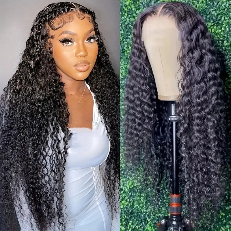 Perruques à lace frontale style européen/américain, bouclées à la main, petites boucles, synthétiques à clips, ondulées, cheveux longs, courts ou mi-longs_voghion.com