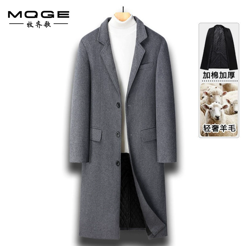 Мужской шерстяной пиджак-тренчкот для осени и зимы, деловой повседневный, удлиненный, для трансграничной торговли