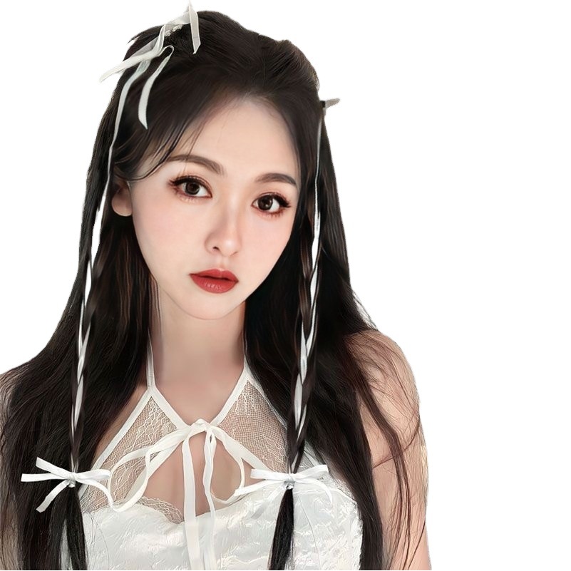 Fábrica al por mayor trenza de cabello falso de una sola pieza teñido de oreja pieza de cabello falso Red Cinta Roja giro trenza larga entrega de una sola pieza