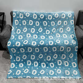 跨境亚马逊柔软卡通儿童毛毯会发光的毛毯旅行毯办公室午睡毯