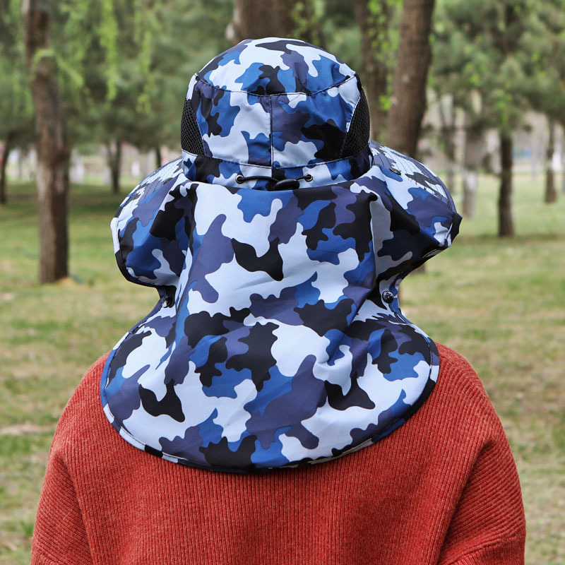 Summer Sunshade Fishing Hat Outdoor Men's Sunscreen Breathable Face-Covering Sun Hat Big Brim Summer Fishing Hat