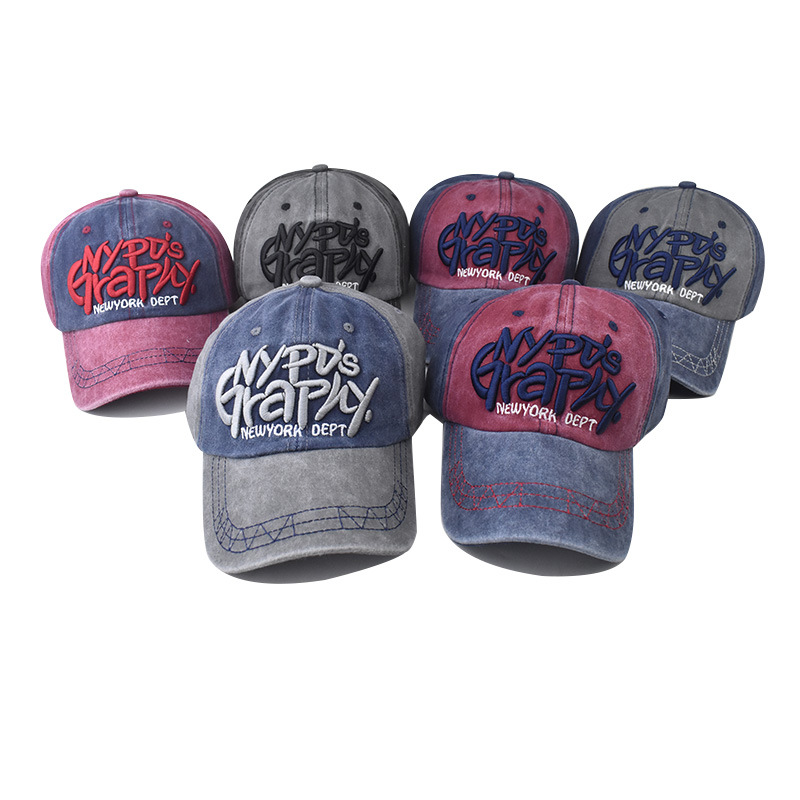 Lavados transfronterizos para hacer viejos NYPD graphy gran gorra de béisbol bordado de moda universal para hombres y mujeres cuatro estaciones gorra de lengua de pato