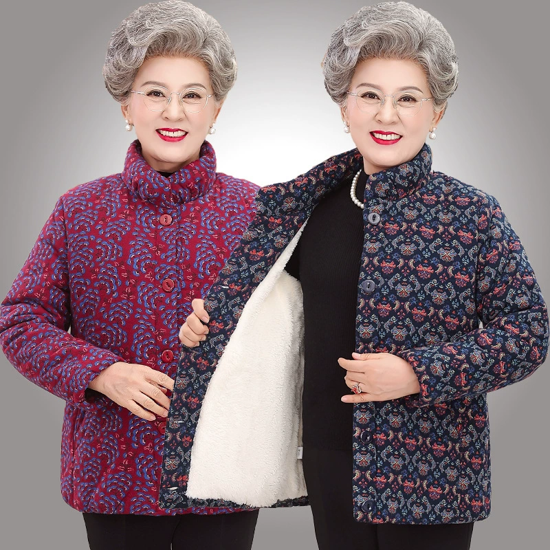 Зимняя Одежда Для Бабушек Утепленная стеганая куртка на хлопковой подкладке для женщин среднего и пожилого возраста. Женская одежда на флисовой подкладке 80 лет и 70 лет. Одежда на хлопковой подкладке. Стойка для матери. куртка с воротником