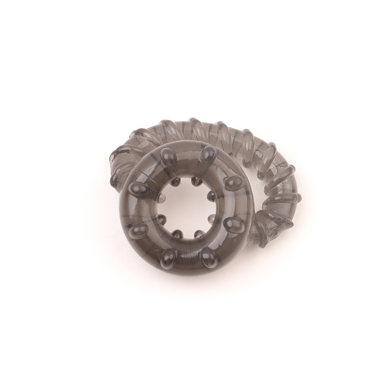 TPE Locking Penis Ring with Double Lock and Textured Spikes for Delay — detail image 4