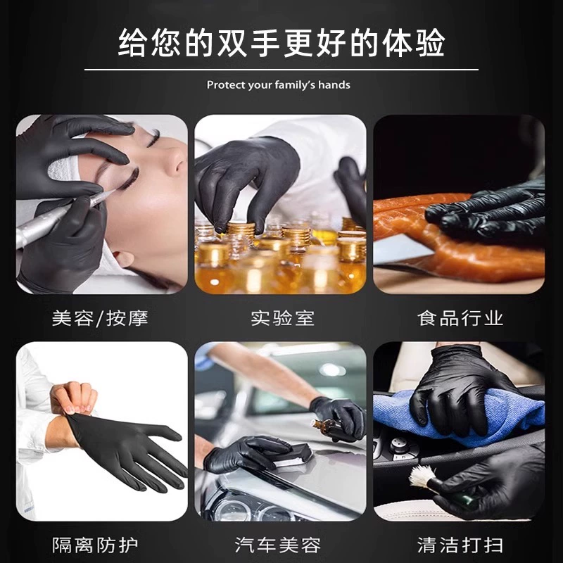 Black disposable waterproof gloves PVC