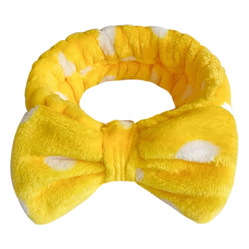 European and American Cross-Border Leopard Print Polka Dot Headband Coral Fleece Butterfly End Hairband Women's Face Wash Spa Elastic Headband Wholesale