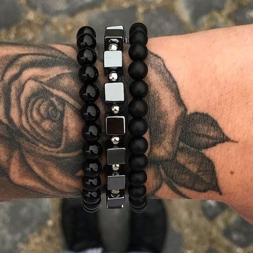 Wholesale cross-border foreign trade fashion luxury charm men's bracelets with zirconia stone handmade bead bracelets and bangles
