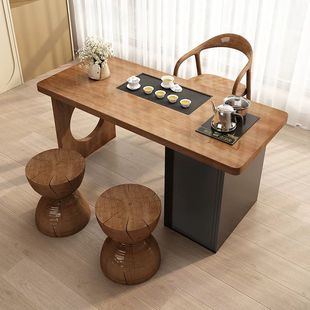 Chinese Style Balcony Solid Wood Tea Table and Chair Small Apartment Household Solid Wood Tea Table Modern Small Apartment Casual Balcony Tea Table