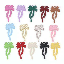 diy合金烤漆新款彩色长飘带单吊蝴蝶结耳饰发饰车挂服饰手作配件