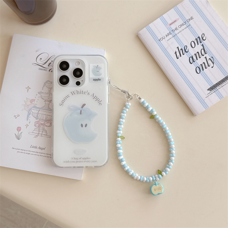 Simple, pequeño, fresco, azul, Apple, para iPhone16, funda para teléfono móvil 15ProMax cadena 14/13 nuevo 16Pro