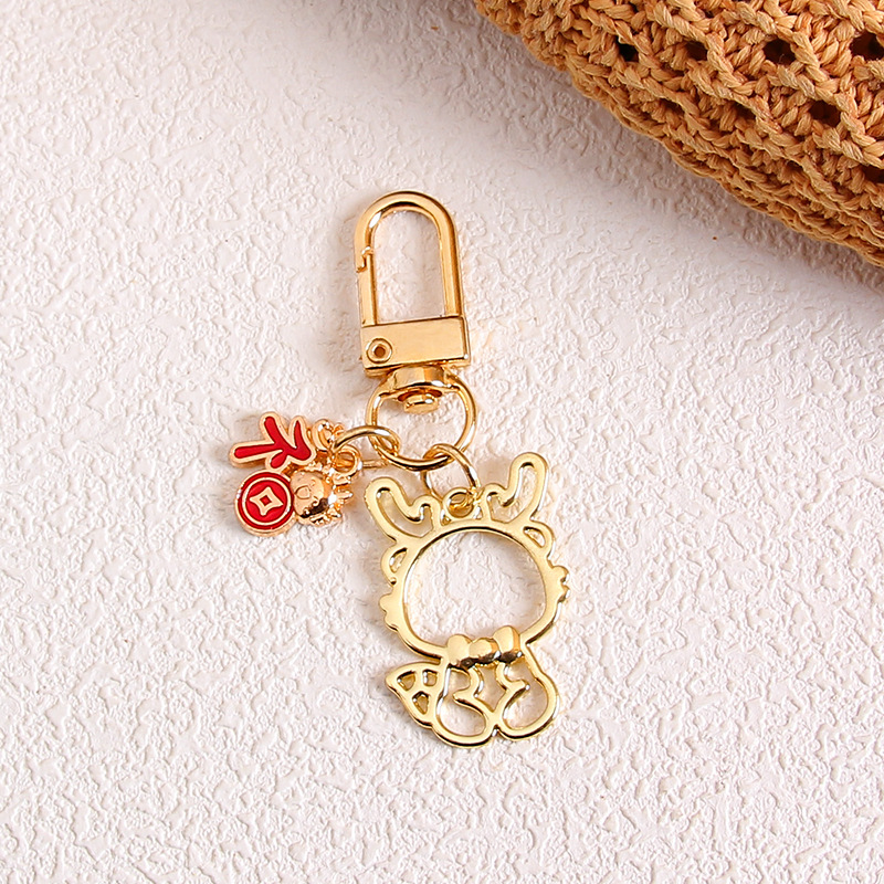 Año nuevo estilo nacional dragón año metal llavero lindo dibujos animados koi bolsa colgante airpods simple joyería colgante
