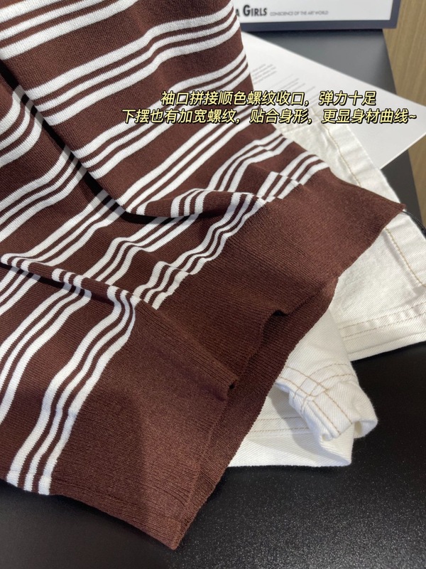 25早秋新款女士时尚百搭翻领条纹套头短袖Polo针织衫上衣0813k16|undefined