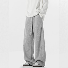 美式高街男秋季潮牌弯刀裤子拼接阔腿运动卫裤复古百搭直筒休闲裤