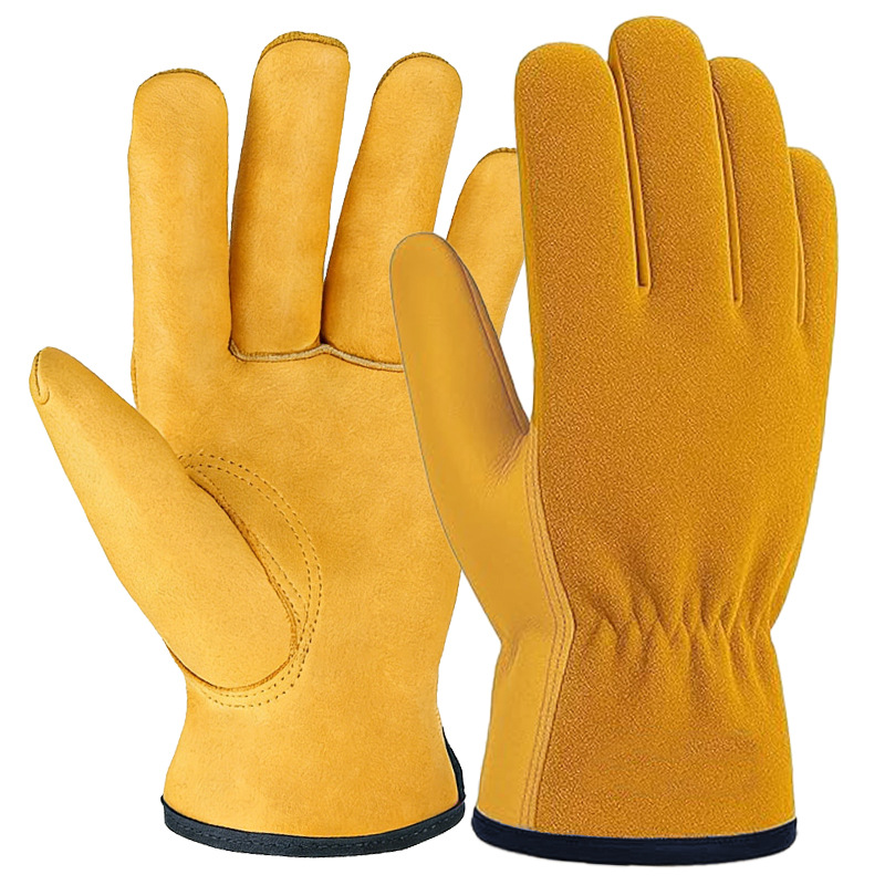 Guantes de ciclismo para exteriores, de piel de vaca amarilla, resistentes al desgaste, a los pinchazos, para jardinería, manipulación de materiales, protección laboral, soldadura, guantes de jardín image 7