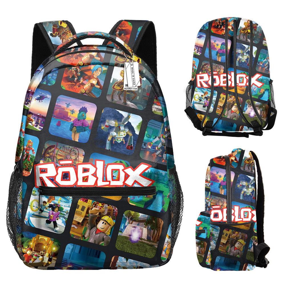초등 및 중등 학교 학생을위한 ROBLOX 가상 세계 전체 인쇄 배낭 어린이 배낭 대용량 학교 가방 보관