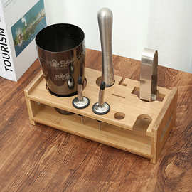 跨境简约竹木调酒器酒杯摆放架实木收纳架厨房餐具整理木架