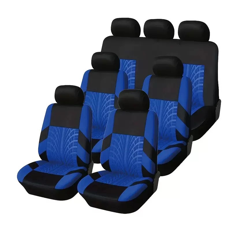 Cross-Border Hot-Selling Elastic Fabric Tire Pattern Press-Stitched Seven-Seater Car Seat Cover 13-Piece Set Seat Cushion
