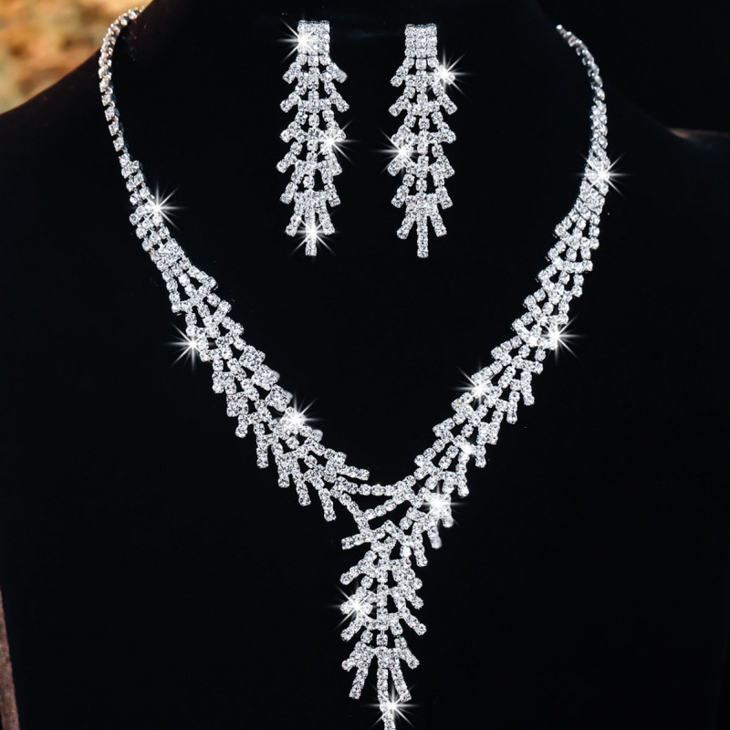 hot necklace set bridal necklace earrings zircon jewelry banquet party jewelry set _voghion.com