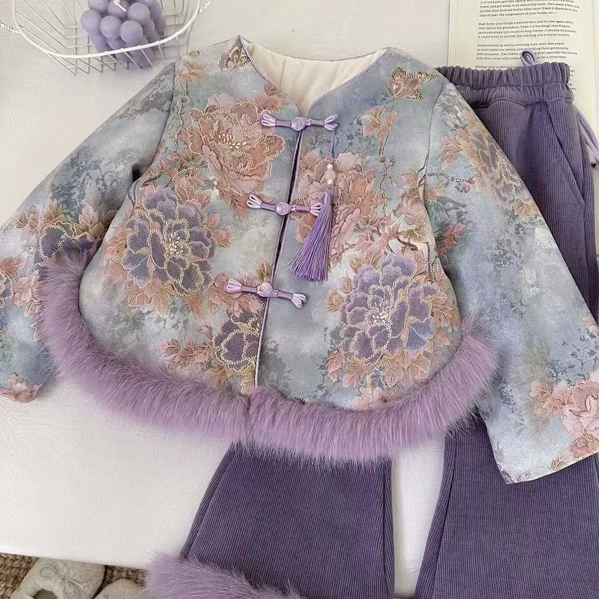 Warm demi-season Hanfu, children's set, children's clothing, Chinese style, increased thickness
