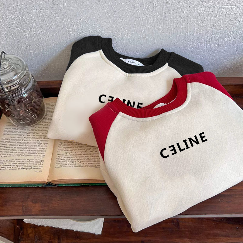 Fleece-Lined Children's Crewneck Sweatshirt, Autumn and Winter 2026 Trendy Brand, Versatile and Cute, Thickened and Warm Top for Boys and Girls