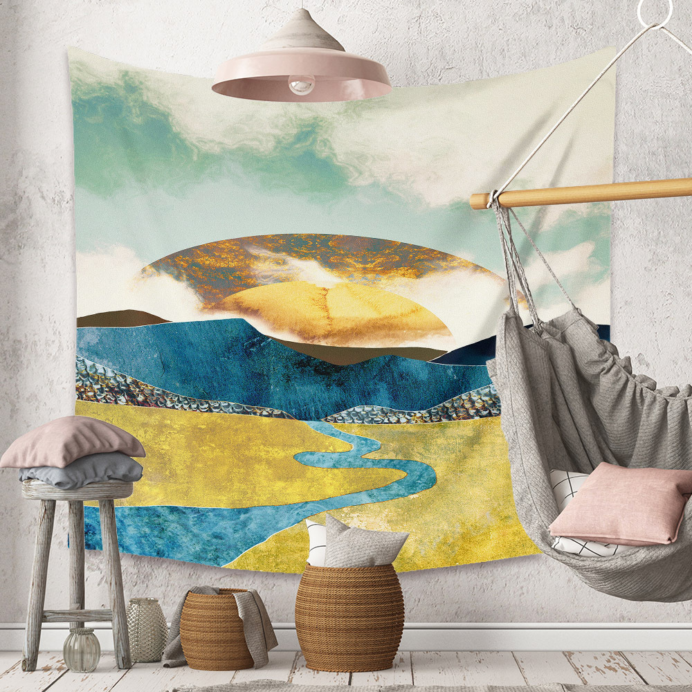Bohemian Moon Mountain Painting Wall Cloth Decoration Tapestry Wholesale Nihaojewelry display picture 175