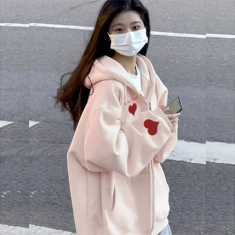 山东即墨卫衣连帽外套女2025新款早秋宽松慵懒风韩系甜美显瘦开衫|undefined