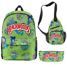 跨境学生书包Backwoods雪茄背包三件套厂家直发中小学生背包挎包