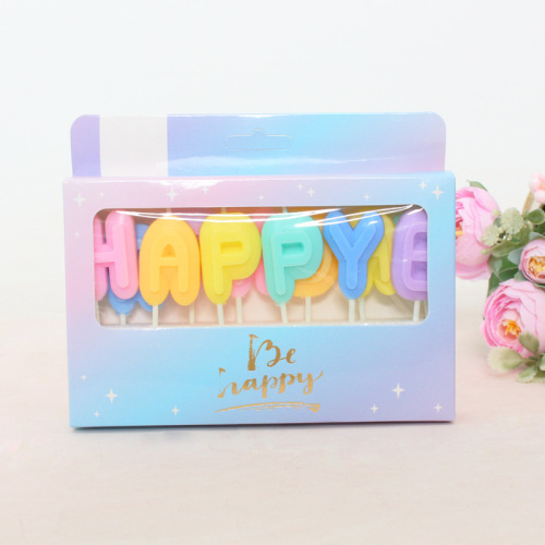 New Korean ins macaron color letter candle happy birthday baked birthday cake candle