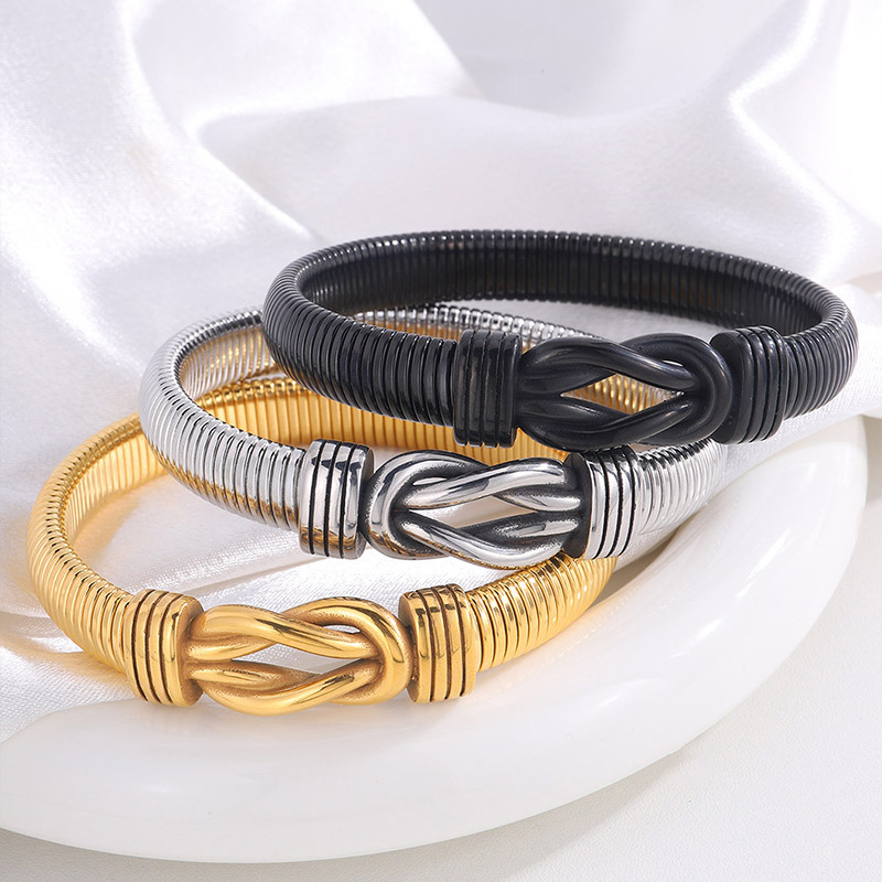 Nuevo pulsera elástica de acero inoxidable para hombres Oh cadena de garganta punk titanio pulsera de acero forjado retro 8 pulsera de botón