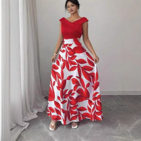 2026 Cross-Border Women's Fashion Spring and Summer Hot-Selling Floral Coat Printed Collar Dress Exotic Vacation Style Elegant