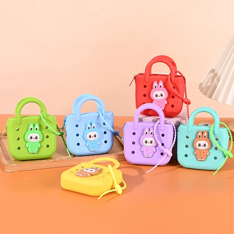 Модный конфетный квадрат DIY силиконовый детский рюкзак-мешок с молнией и дыркой для пляжа