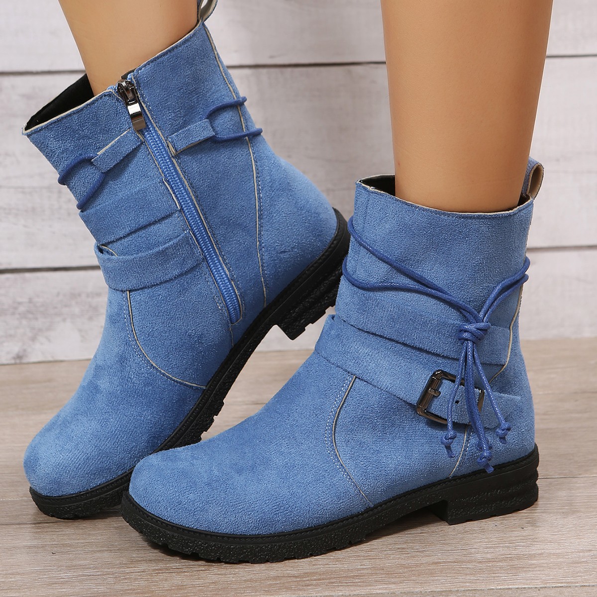 Large size short boots women dress boots autumn and winter new round head retro explosive cotton boots women_voghion.com
