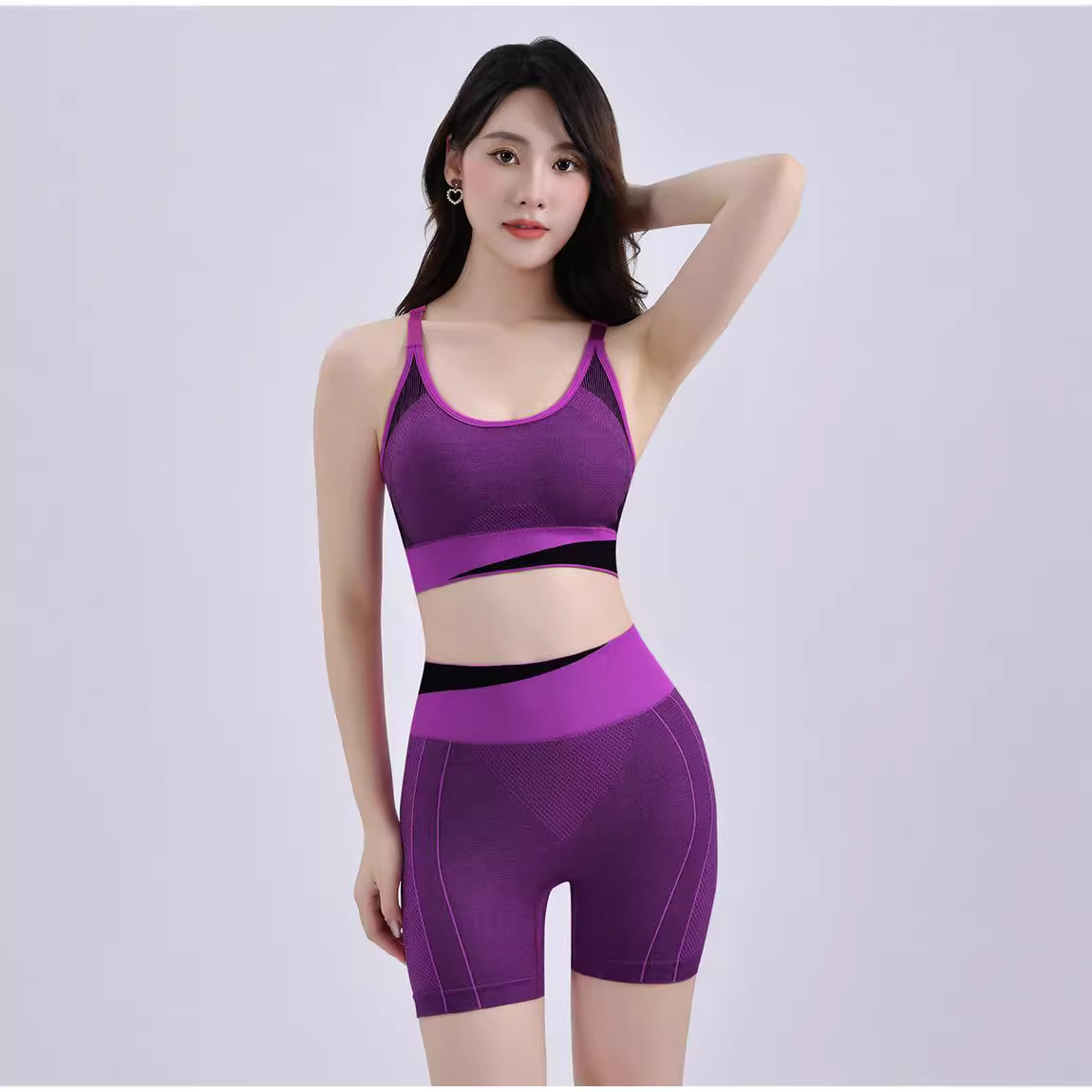 Nuevo bra elástico de alto impacto de color sexy reuniendo la espalda hermosa no correr taza antichoque chaleco deportivo de yoga conjunto de pantalones