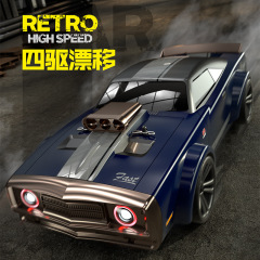 1:16 New Remote Control Four-Wheel Drive High-Speed Drift Car RC Remote Control Car with Controllable Lights Retro Racing Muscle Car Toy