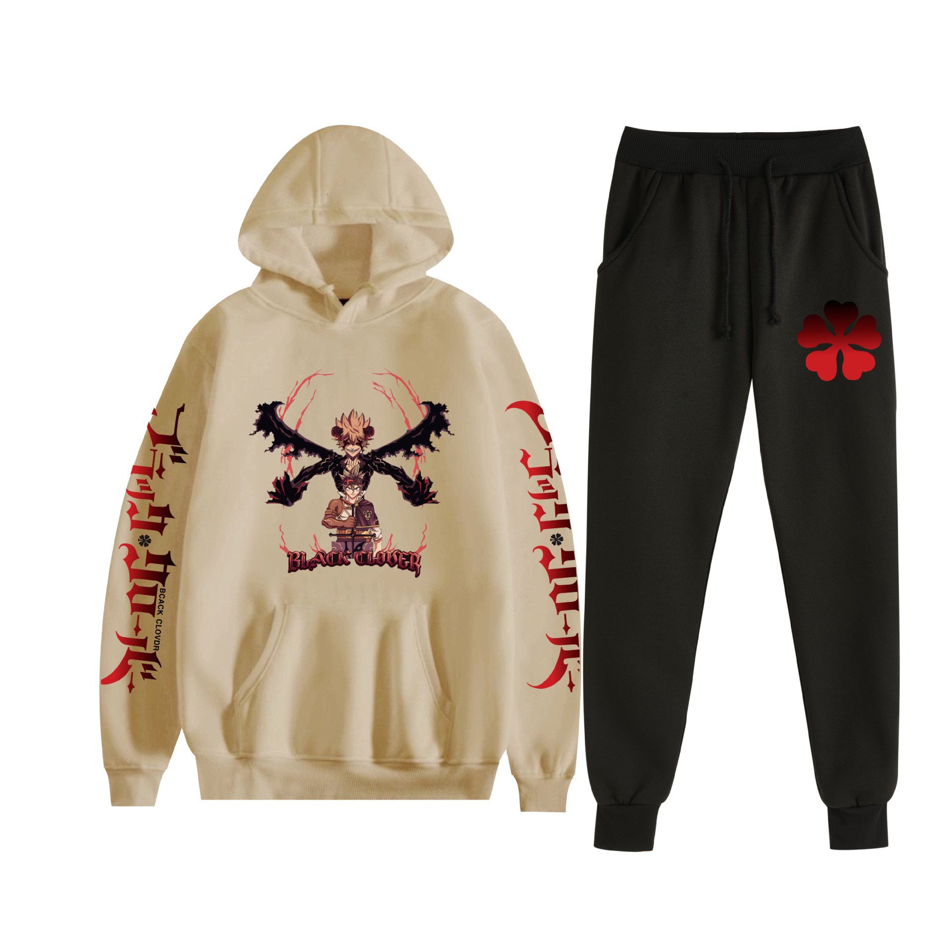 Comercio exterior nuevo estilo riman black trébol de cuatro hojas-Black Clover suéter con capucha corsés traje de dos piezas