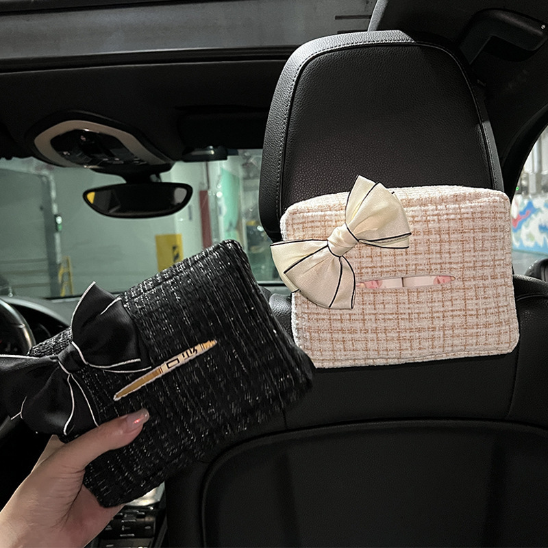 Caja de pañuelos de coche, lujo ligero, pequeña fragancia, asiento de coche, reposabrazos de coche, bomba de pañuelos, caja de pañuelos de coche multifuncional creativa