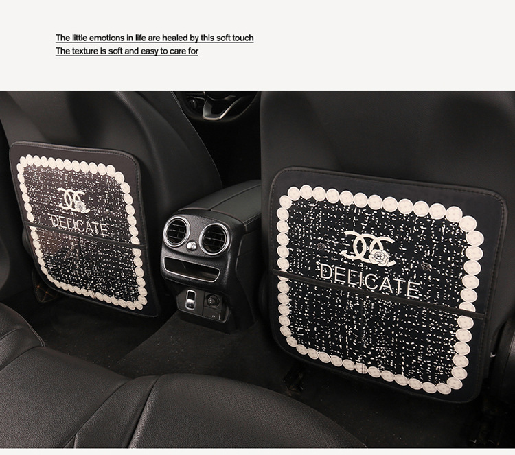 Xiaoxiangfeng Car Anti-Kick Mat Double-C Storage Anti-Kick Mat Seat Back Anti-Stain Children's Dirt-Resistant Pu Floor Mat Foot Mat
