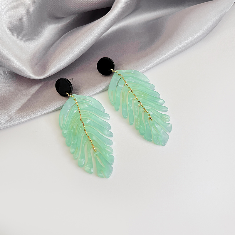Daily Occasion Acetic acid sheets Material 1 Pair Fashion Leaf Acetic Acid Sheets Plating Women's Drop Earrings