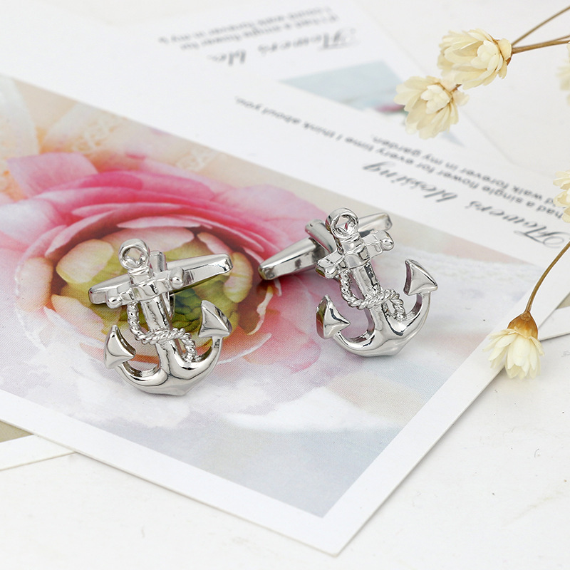 Foreign Trade Supply European and American Movie Style Cufflinks Anchor Shape Men's Button Cufflinks