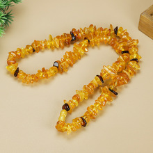 50cm天然琥珀项链原石毛衣链正品波罗的海蜜蜡随形项链一件代发