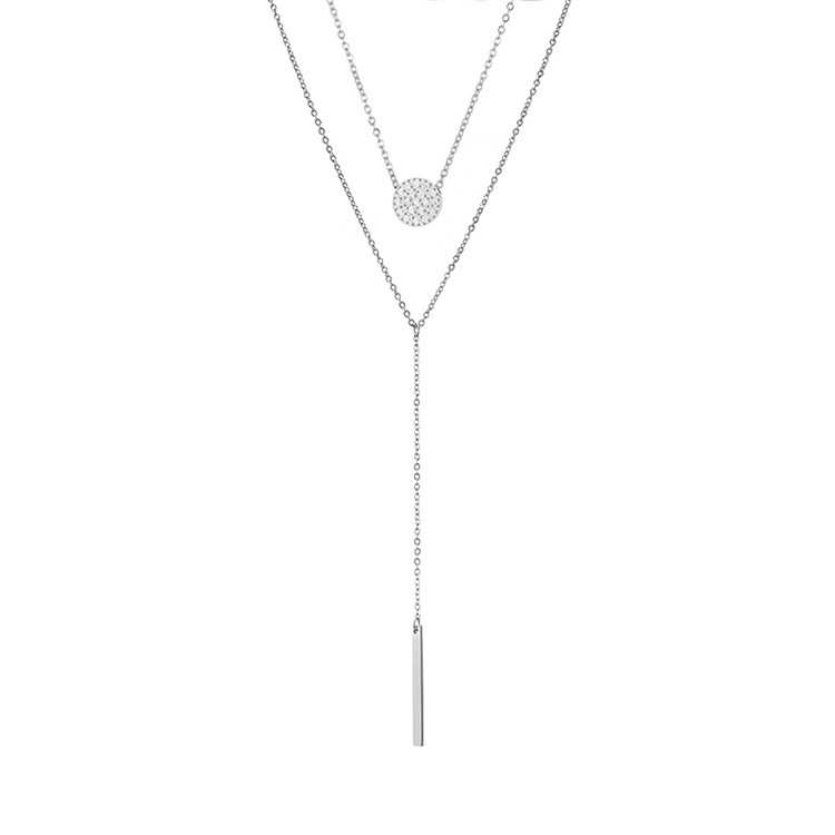 cable chain Chain Type 1 Piece Quantity Daily Occasion Stainless Steel Material Simple Style Geometric Stainless Steel Pendant Necklace
