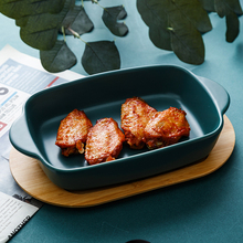 双耳烤盘烤箱陶瓷盘子带木盖托盘微波炉烘焙烤盘焗饭盘家用早餐盘